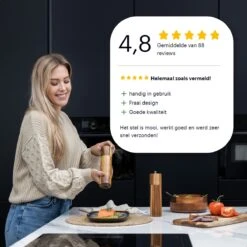 Deleca Luxe Peper En Zoutmolen Set - Zout / Pepermolen - Handmatig - Met Navul Lepel & Geschenkdoos - Acacia Hout - Rond -Woninginrichtingseries Winkel 1200x1200 634