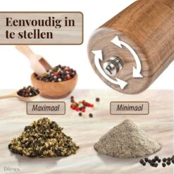 Dieux® - Peper En Zoutmolen Set - Cilinder Vorm - 22CM - Zout Peper Kruiden - 2 Stuks - Acacia Hout - Instelbare Maalgraad - Duurzaam - Luxe Kwaliteit - Hervulbaar - Pepermolen - Zoutmolen - BBQ Accesoires - Pasen -Woninginrichtingseries Winkel 1200x1200 645