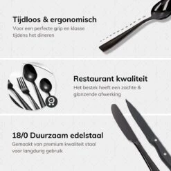 Deleca 6 Persoons Bestekset (36-delig) - Lepels, Messen, Vorken & Steakmessen - Vaatwasserbestendig - Zwart / RVS 17 Deleca 6 Persoons Bestekset (36-delig) - Lepels, Messen, Vorken & Steakmessen - Vaatwasserbestendig - Zwart / RVS -Woninginrichtingseries Winkel 1200x1200 673
