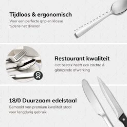 Deleca 12 Persoons Bestekset (72-delig) - Lepels, Messen, Vorken & Steakmessen - Vaatwasserbestendig - Zilver / RVS 17 Deleca 12 Persoons Bestekset (72-delig) - Lepels, Messen, Vorken & Steakmessen - Vaatwasserbestendig - Zilver / RVS -Woninginrichtingseries Winkel 1200x1200 695