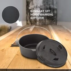 Dutch Mountains Gietijzeren Pannenset 7-delig - Dutch Oven – Braadpan - Grillpan - Hapjespan - Kookset In Houten Transportkist - Deksellifter - Brander -Woninginrichtingseries Winkel 1200x1200 731