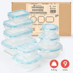 KitchenBrothers Meal Prep Bakjes - Set - Luchtdicht - BPA Vrij - Glas - 9 Stuks -Woninginrichtingseries Winkel 1200x1200 789