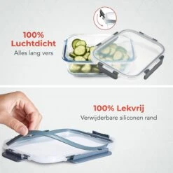 KitchenBrothers Meal Prep Bakjes - Set - Luchtdicht - BPA Vrij - 1L - Glas - 5 Stuks -Woninginrichtingseries Winkel 1200x1200 807