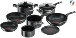 TEFAL YY4390FA Pannenset 10-delig ONBEPERKT - Antiaanbaklaag - Alle Kookplaten Inclusief Inductie - Krasbestendig - Thermo-Signal
