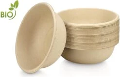 BIO Wegwerp Soepkommen 50 Stuks - Schaaltje Suikerriet 400ml - Natuur