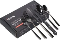 Deleca 6 Persoons Bestekset (36-delig) - Lepels, Messen, Vorken & Steakmessen - Vaatwasserbestendig - Zwart / RVS 21 Deleca 6 Persoons Bestekset (36-delig) - Lepels, Messen, Vorken & Steakmessen - Vaatwasserbestendig - Zwart / RVS -Woninginrichtingseries Winkel 1200x796 5