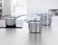 BK Q-linair Master Glas Pannenset - 5-delig - Glazen Deksel - Veilig Afgietsysteem - Inductie -Woninginrichtingseries Winkel 1200x934