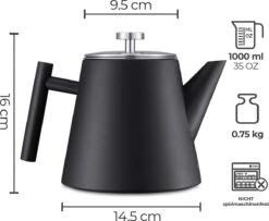 Silberthal - Theepot Met Filter - 1 L - RVS Dubbelwandig - Zwart - Cadeau -Woninginrichtingseries Winkel 1200x986