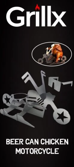 GrillX Beer Can Chicken Houder - Kiphouder Motorcycle - BBQ Accesoires - Bierkip - Barbeque Gereedschap - Chicken Sitter -Woninginrichtingseries Winkel 533x1200