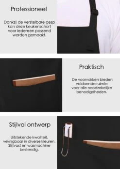 Schortenwinkel - Professioneel Keukenschort - Kookschort - Horeca - Zwart -Woninginrichtingseries Winkel 850x1200